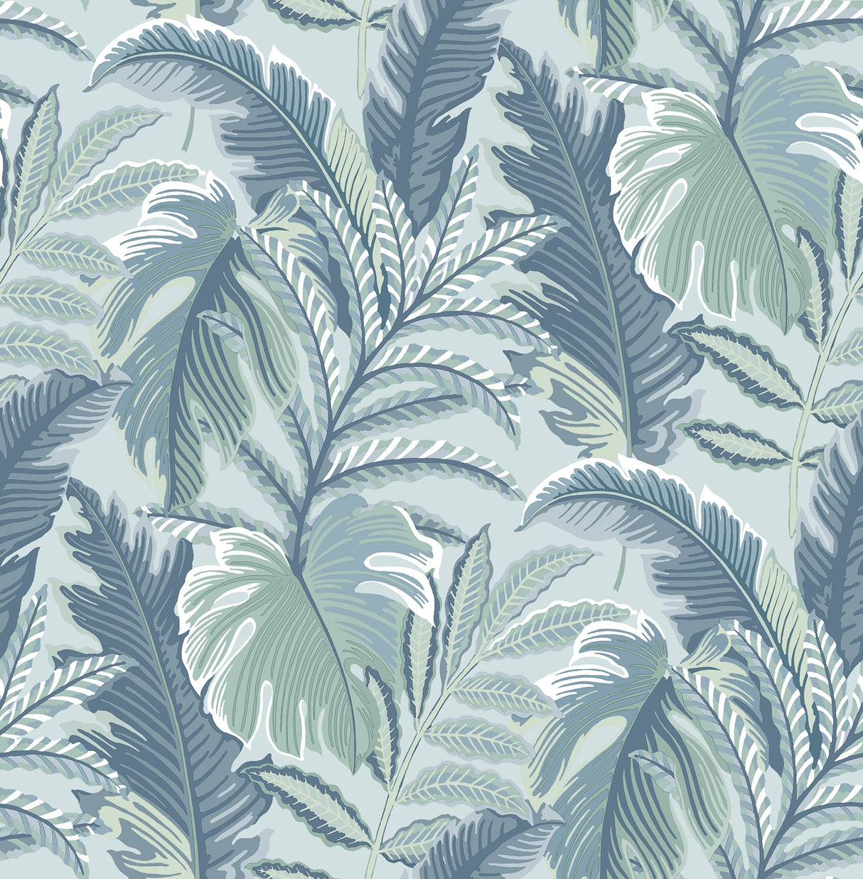 A-Street Prints 2861-25758 Verdant Blue Botanical Wallpaper