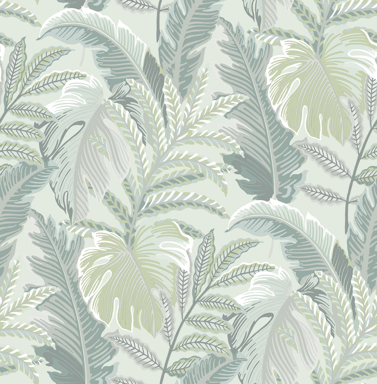 A-Street Prints 2861-25760 Verdant Grey Botanical Wallpaper