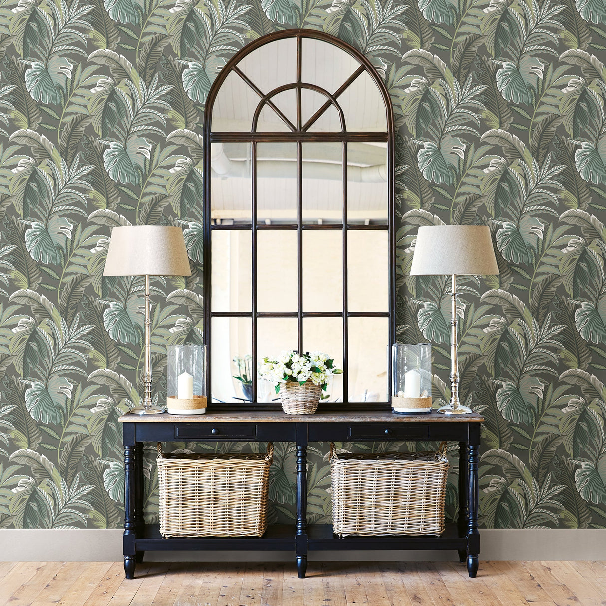 A-Street Prints 2861-25761 Verdant Dark Grey Botanical Wallpaper