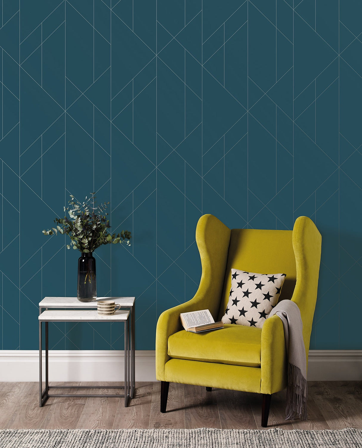 A-Street Prints 2889-25200 Torpa Blue Geometric Wallpaper