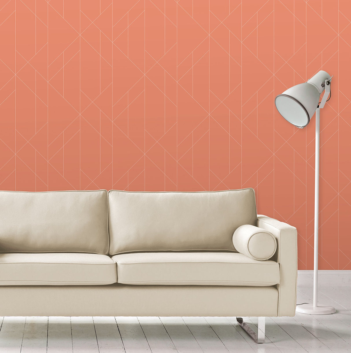 A-Street Prints 2889-25201 Torpa Coral Geometric Wallpaper