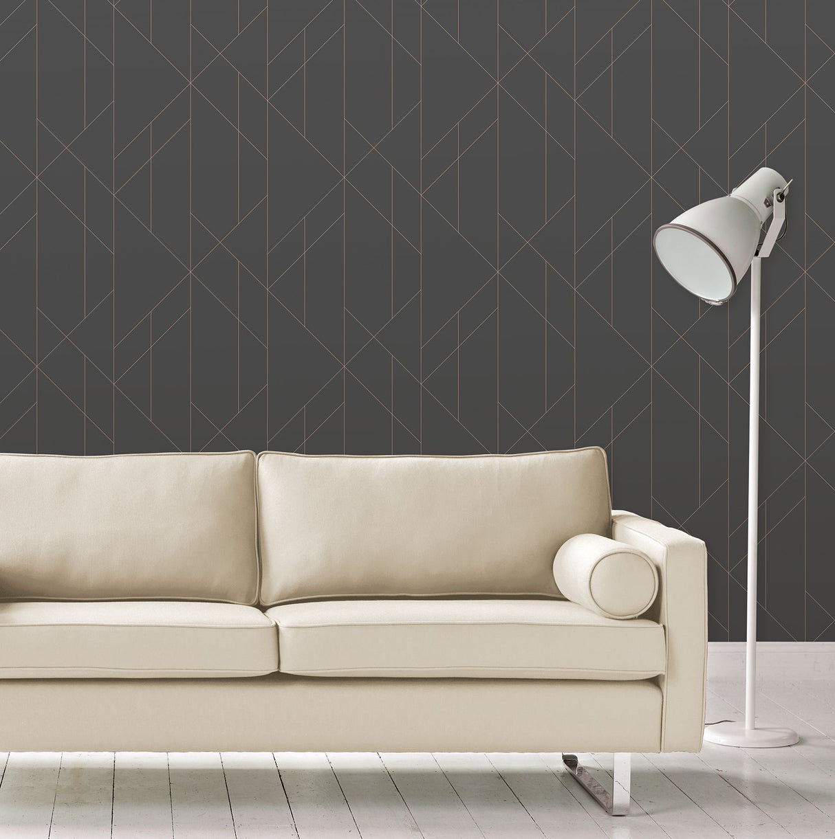 A-Street Prints 2889-25204 Torpa Charcoal Geometric Wallpaper
