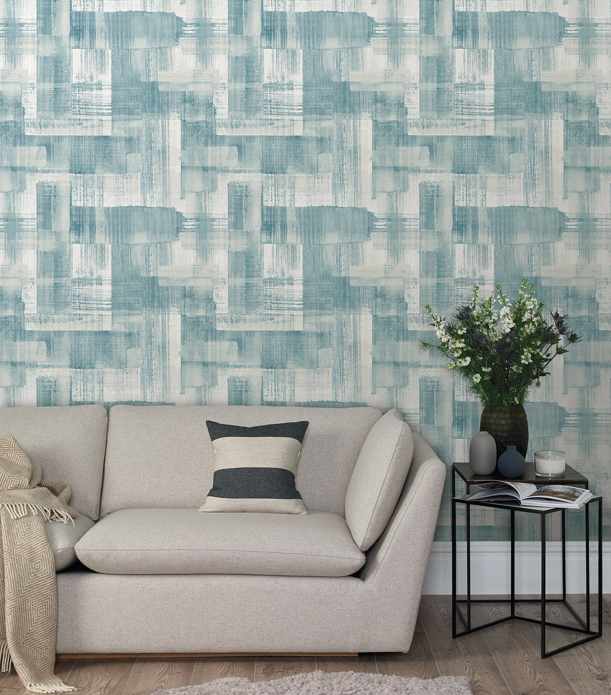 A-Street Prints 2889-25226 Trosa Teal Brushstroke Wallpaper
