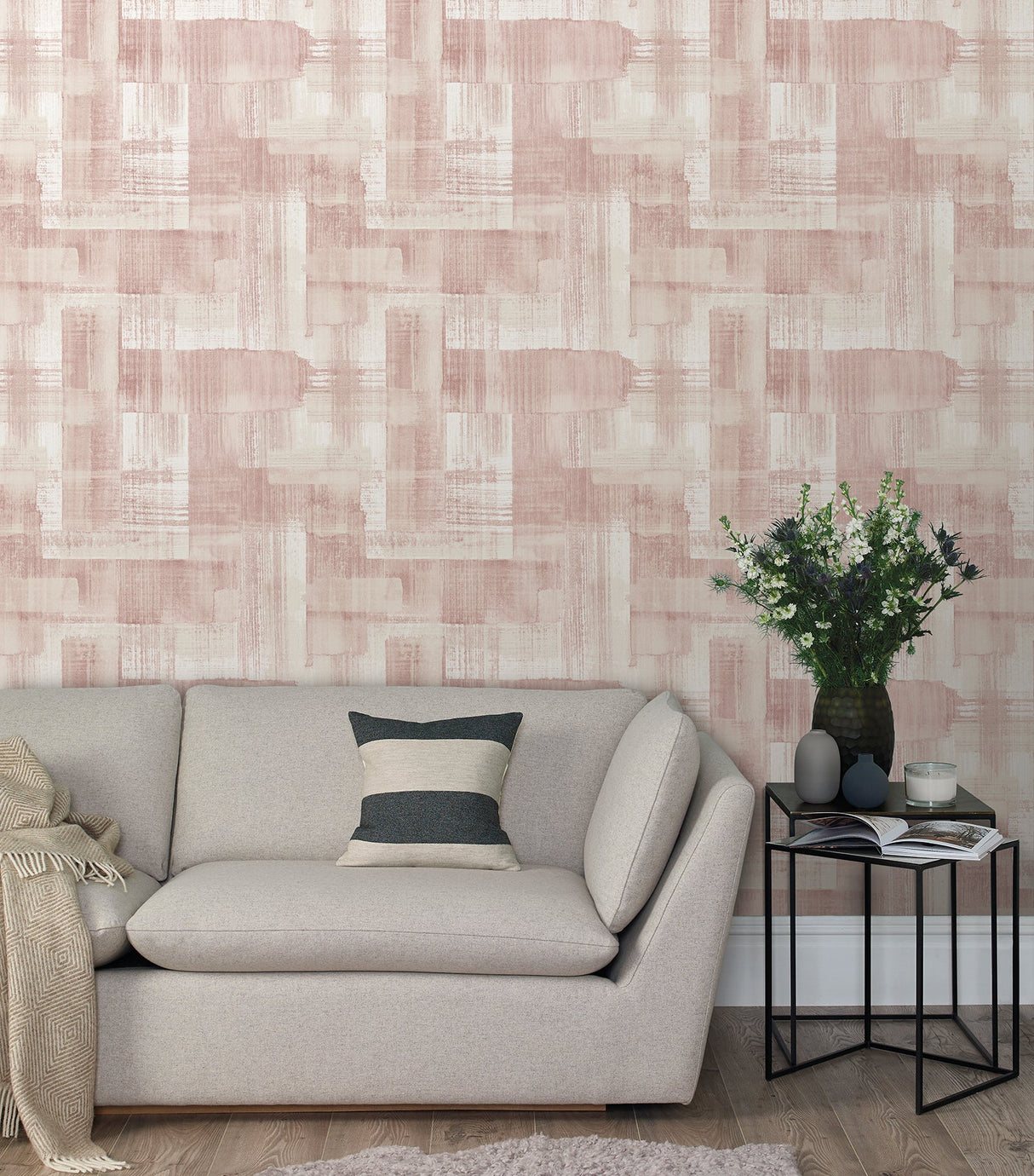 A-Street Prints 2889-25228 Trosa Light Pink Brushstroke Wallpaper