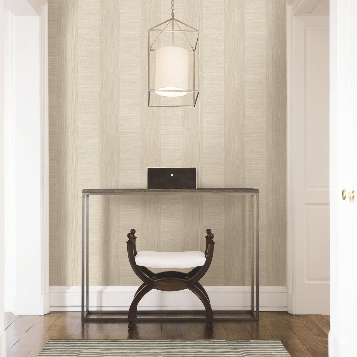 Decorline 2896-25307 Intrepid Bone Textured Stripe Wallpaper