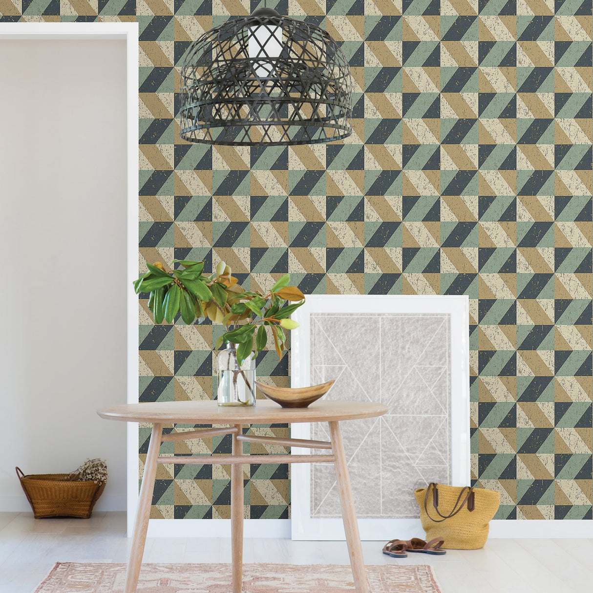 Decorline 2896-25310 Cerium Blue Concrete Geometric Wallpaper