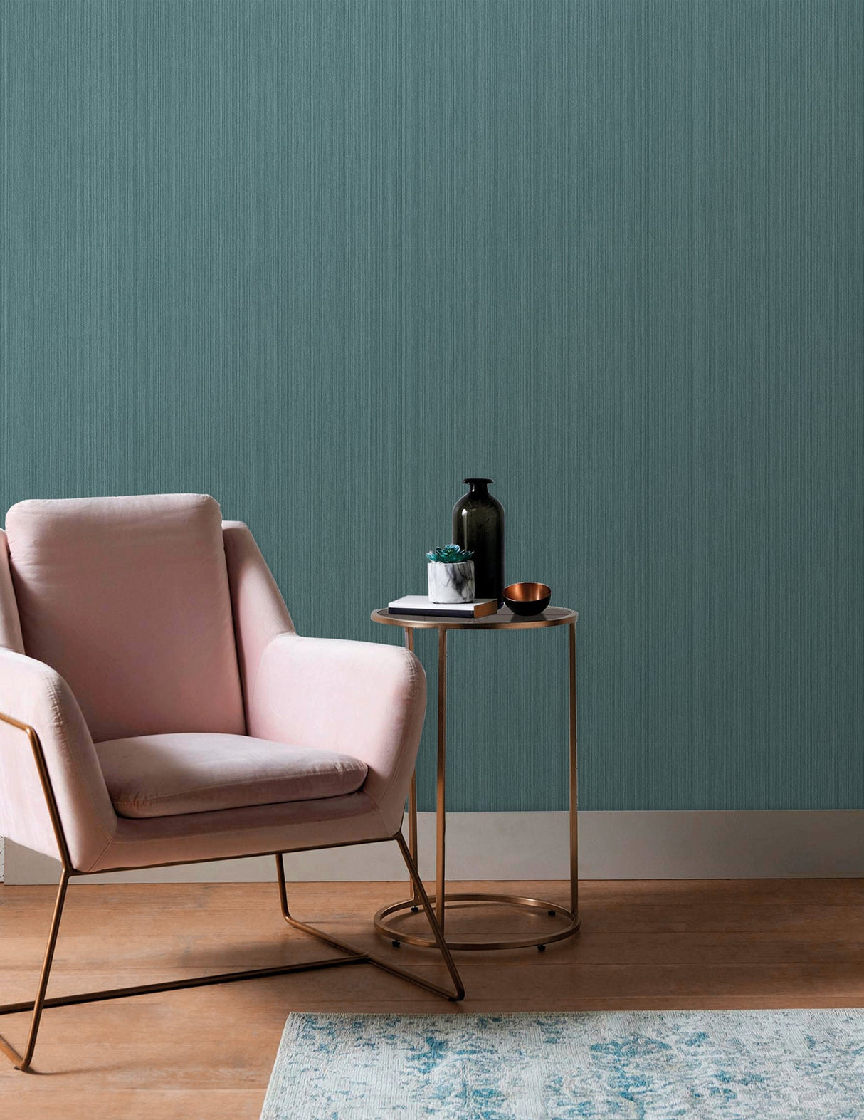 Decorline 2896-25336 Crewe Teal Vertical Woodgrain Wallpaper