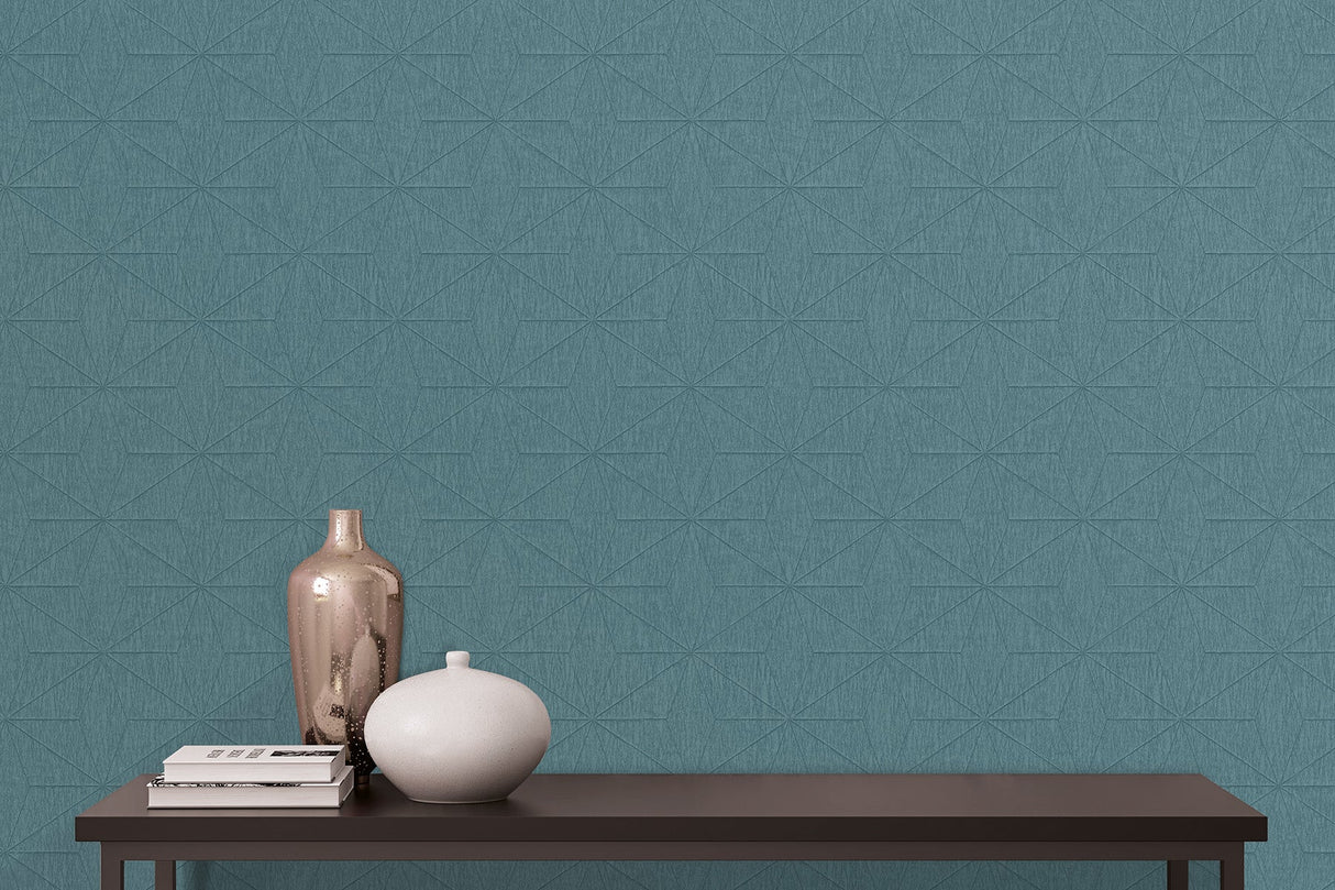 Decorline 2896-25342 Bernice Teal Diamond Geometric Wallpaper