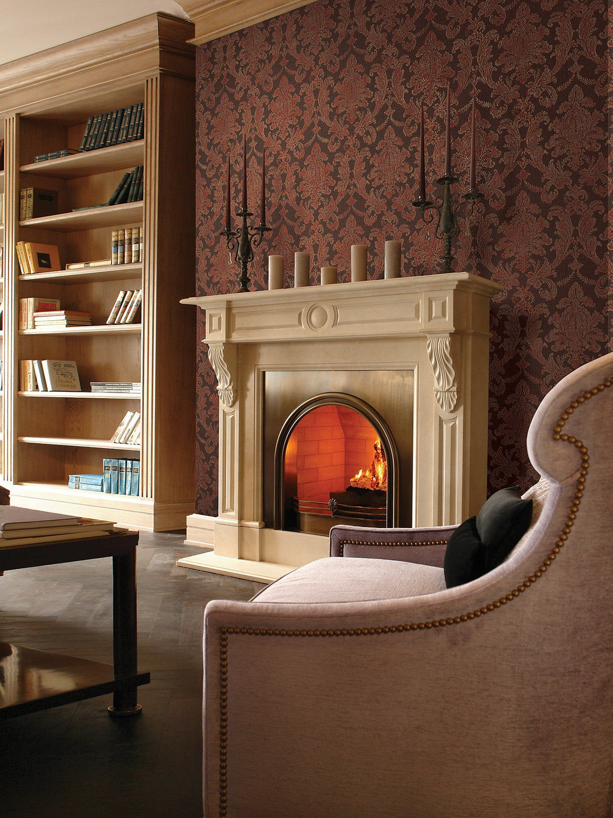 Fairwinds Studio 290-50001 Brick Textured Damask Wallpaper