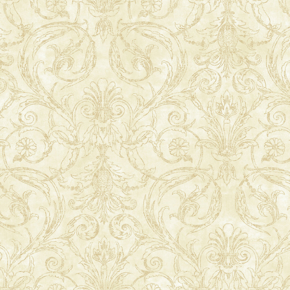 Fairwinds Studio 290-50103 Yellow Acanthus Leaf Cameo Wallpaper