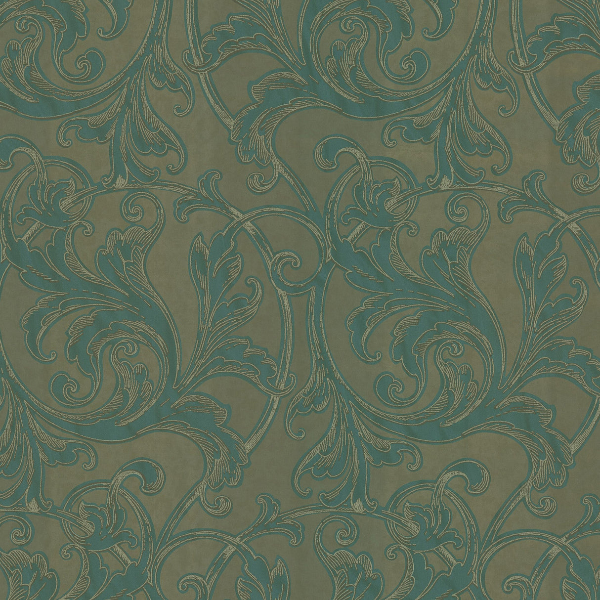 Fairwinds Studio 290-50402 Green Acanthus Leaf Scroll Wallpaper