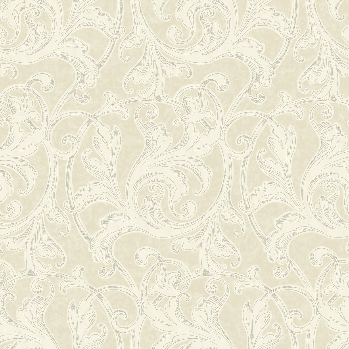 Fairwinds Studio 290-50408 Neutral Acanthus Leaf Scroll Wallpaper