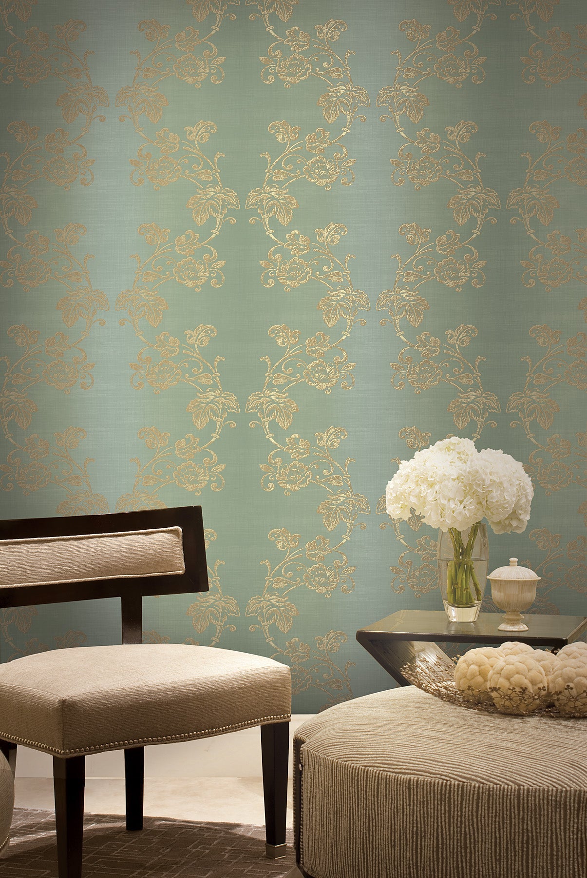 Fairwinds Studio 290-50604 Green Jacobean Ogee Wallpaper
