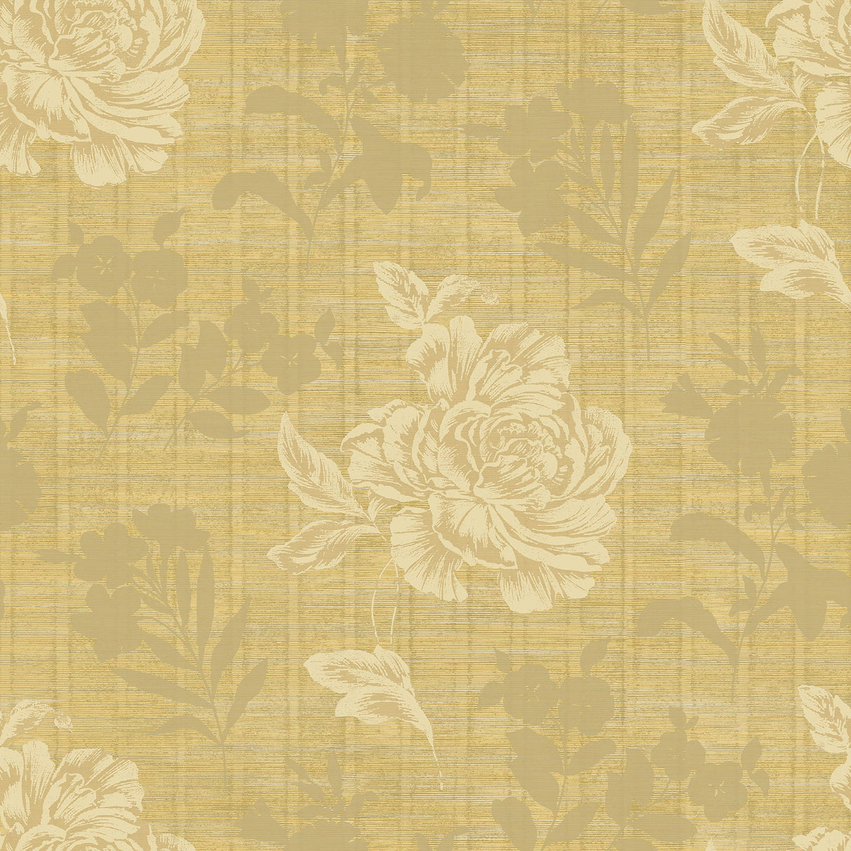 Fairwinds Studio 290-51005 Yellow Horizontal Slub Floral Wallpaper