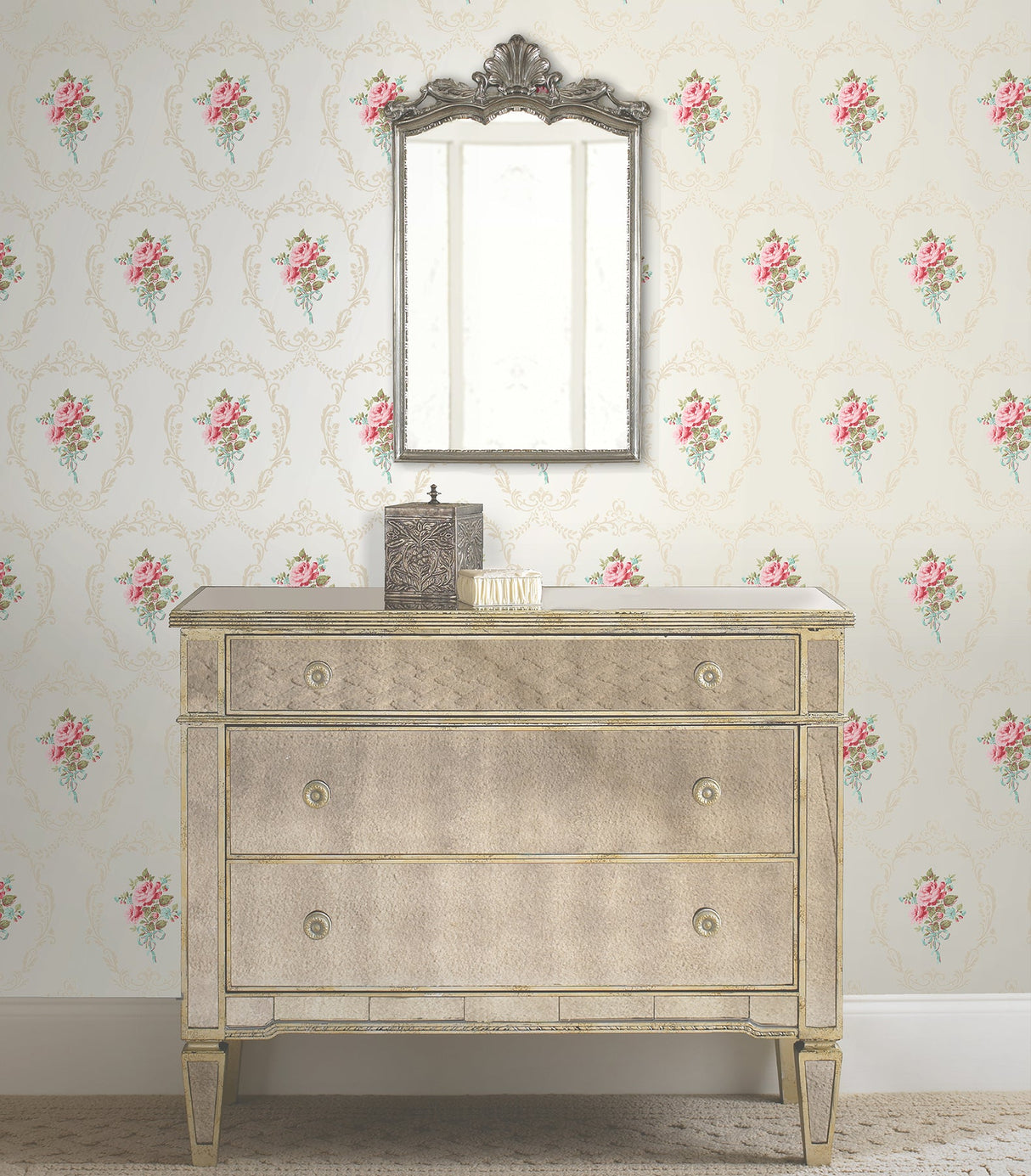 Fine Decor 2900-23218 Camellia White Floral Cameo Wallpaper