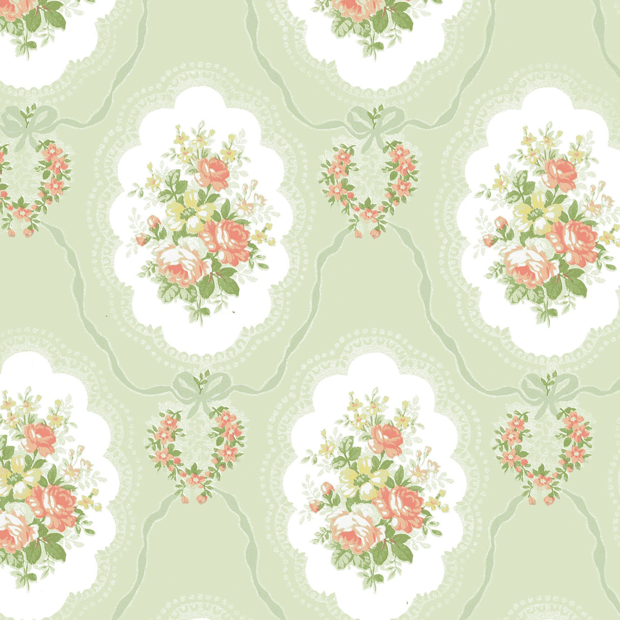 Fine Decor 2900-23227 Elda Green Cameo Wallpaper