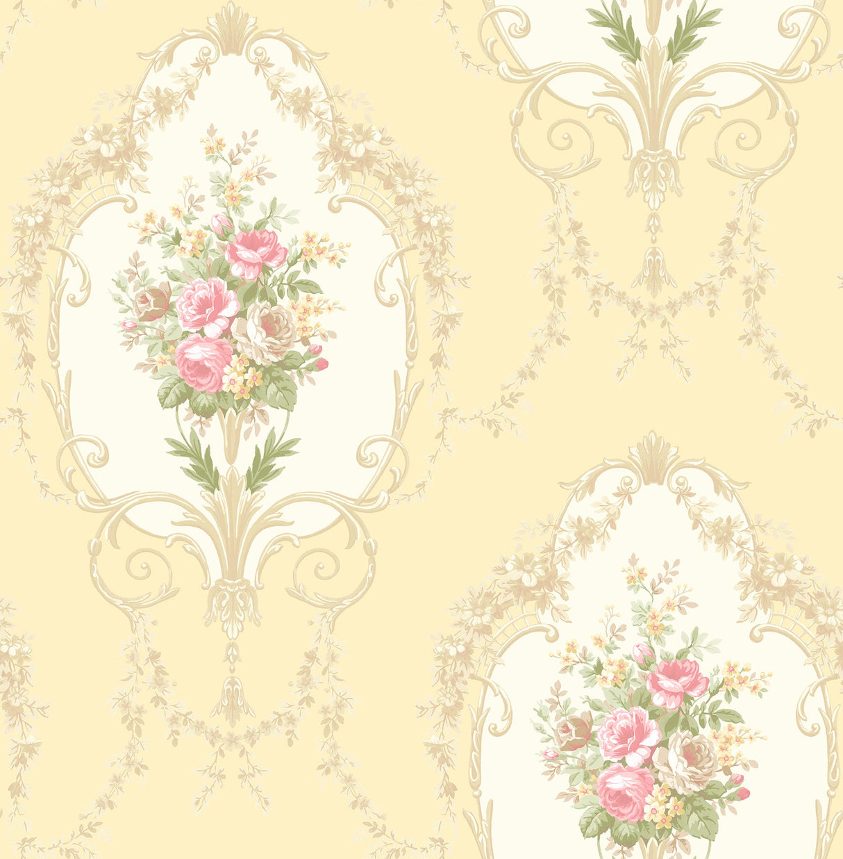 Fine Decor 2900-23248 Liana Yellow Cameo Wallpaper