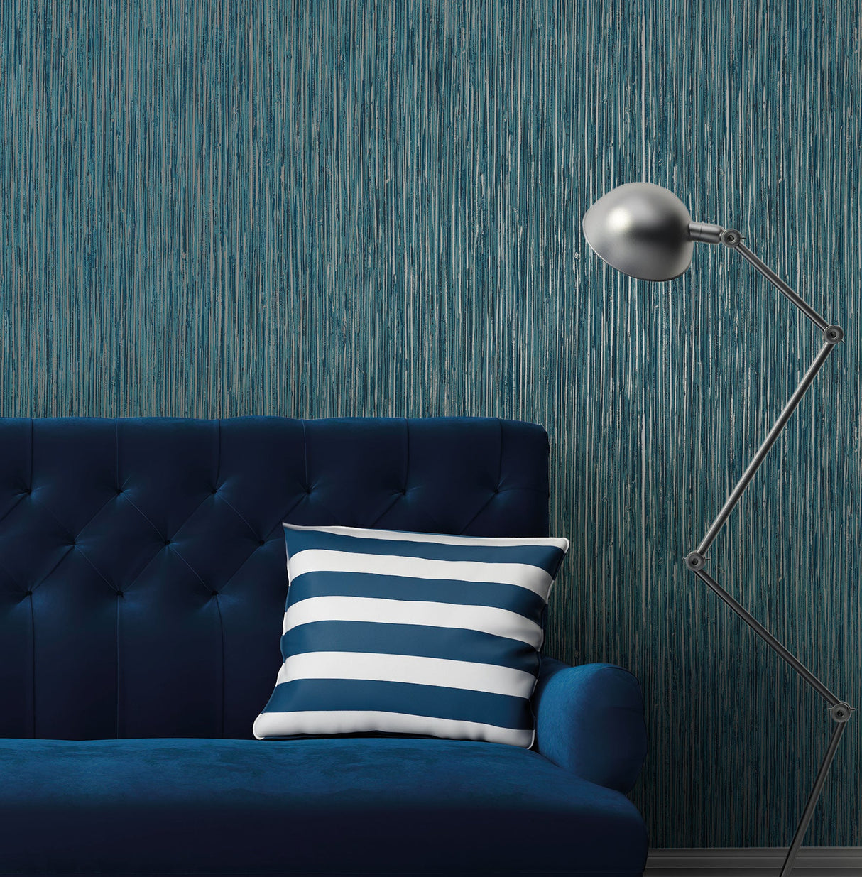 Fine Decor 2900-24901 Kofi Blue Faux Grasscloth Wallpaper