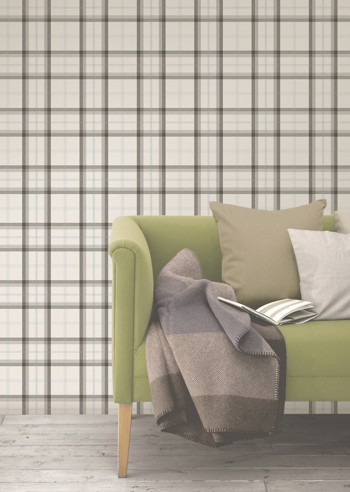 Fine Decor 2900-40535 Cambridge Black Plaid Wallpaper