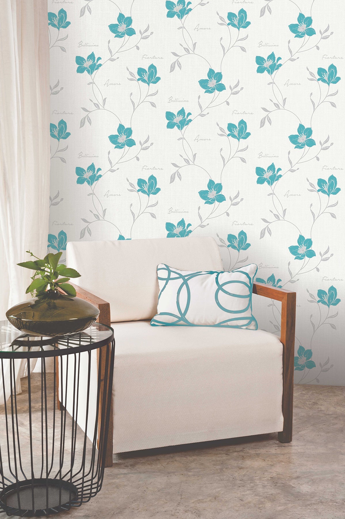 Fine Decor 2900-40722 Mischa Teal Floral Wallpaper