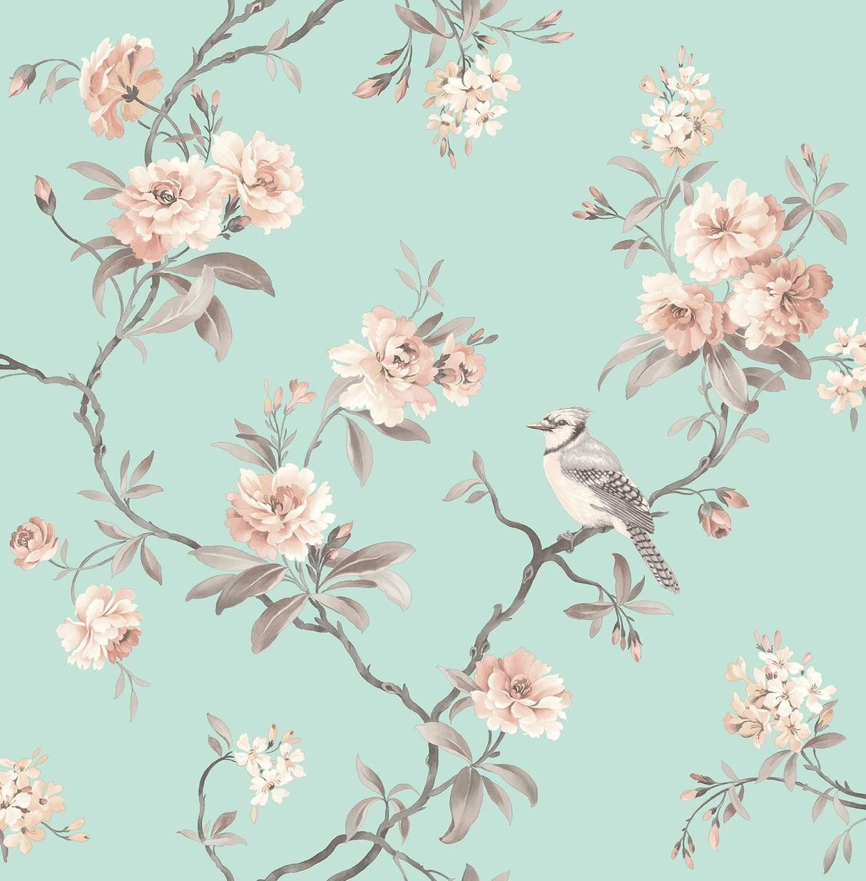 Fine Decor 2900-40768 Chinoiserie Seafoam Floral Wallpaper