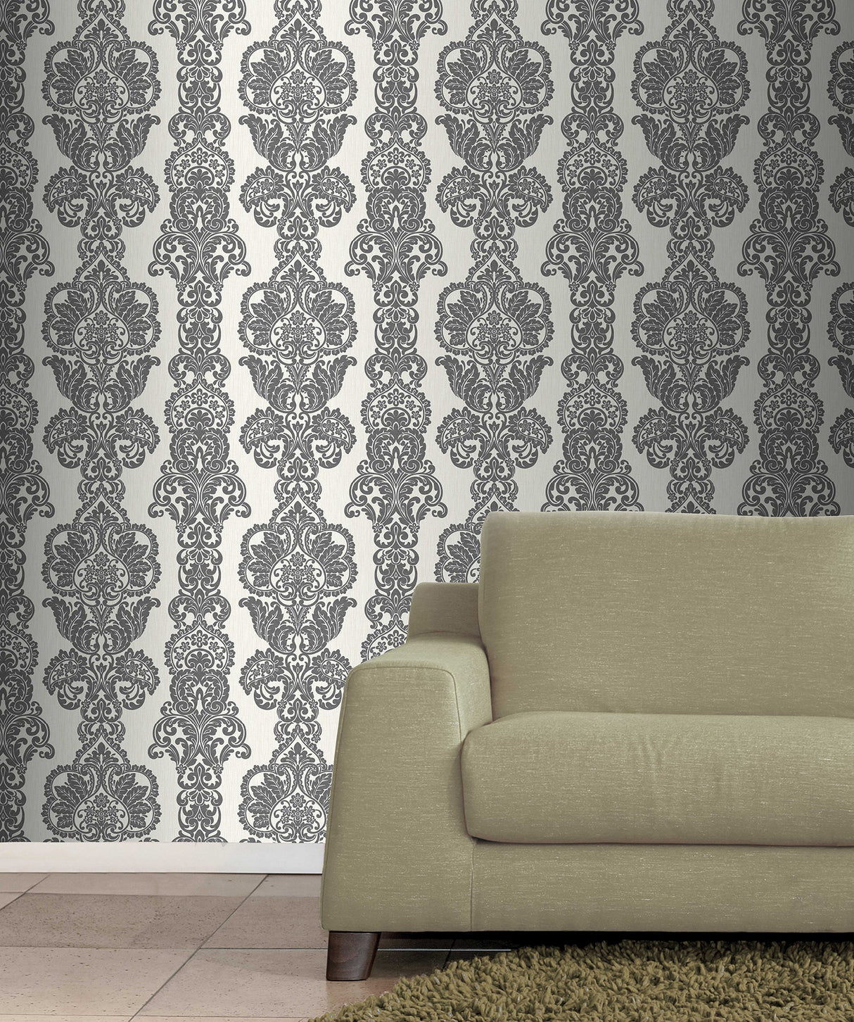 Fine Decor 2900-40896 Rochester Charcoal Damask Wallpaper