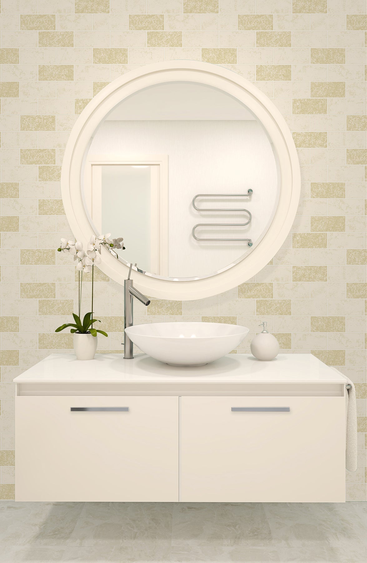 Fine Decor 2900-41463 Ceramica Cream Subway Tile Wallpaper