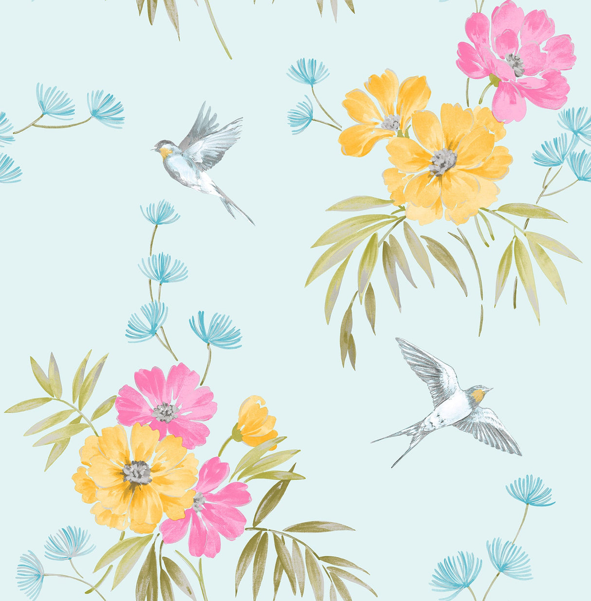 Fine Decor 2900-41590 Riva Blue Floral Wallpaper