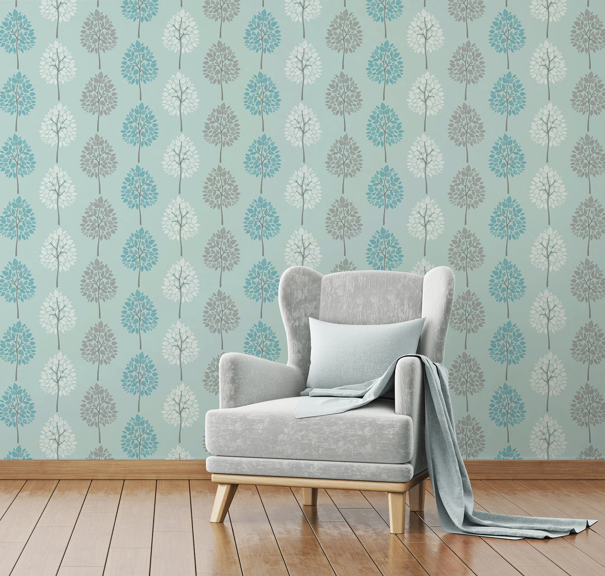 Fine Decor 2900-41593 Alder Blue Tree Wallpaper