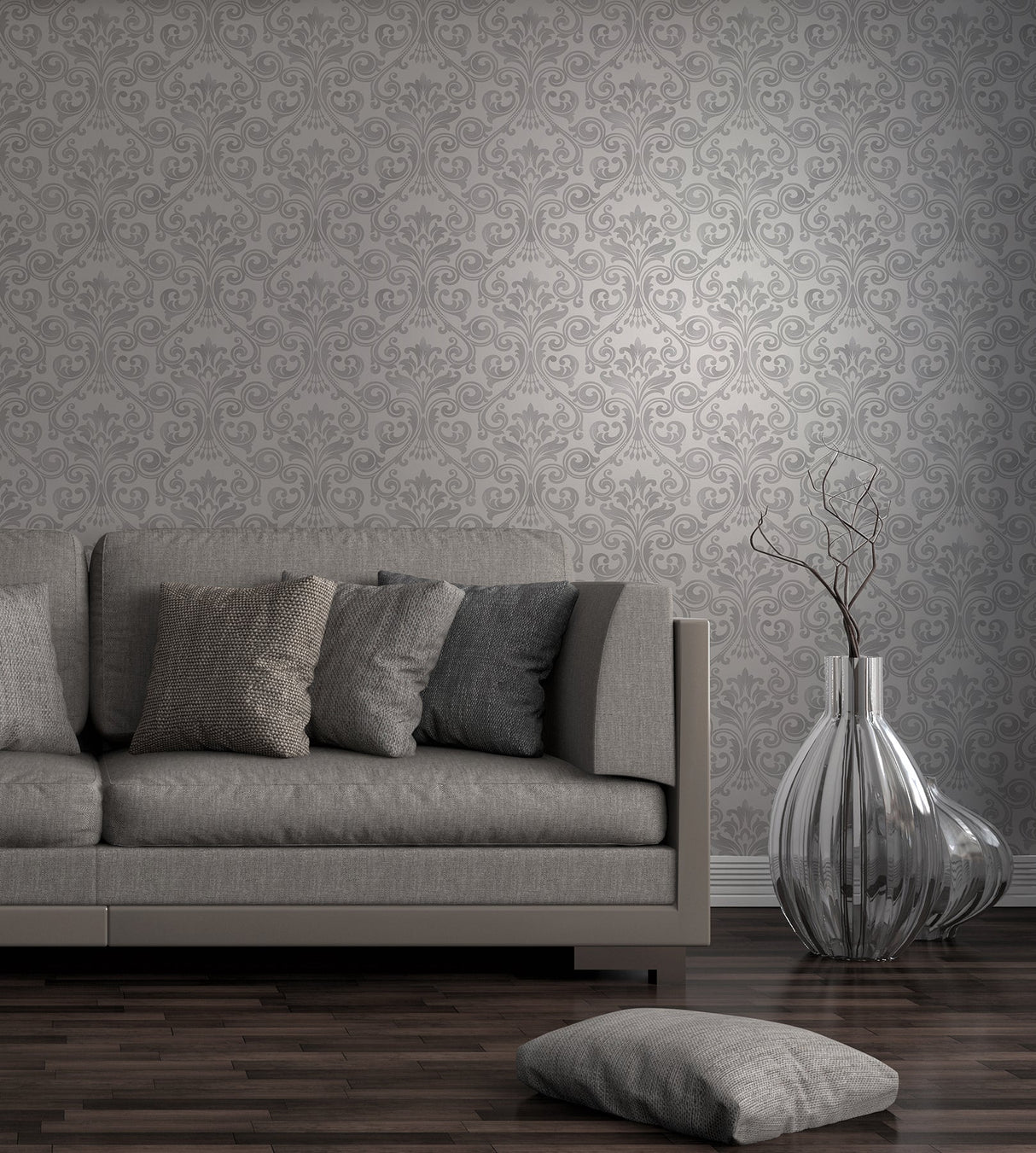 Fine Decor 2900-41703 Wentworth Grey Damask Wallpaper