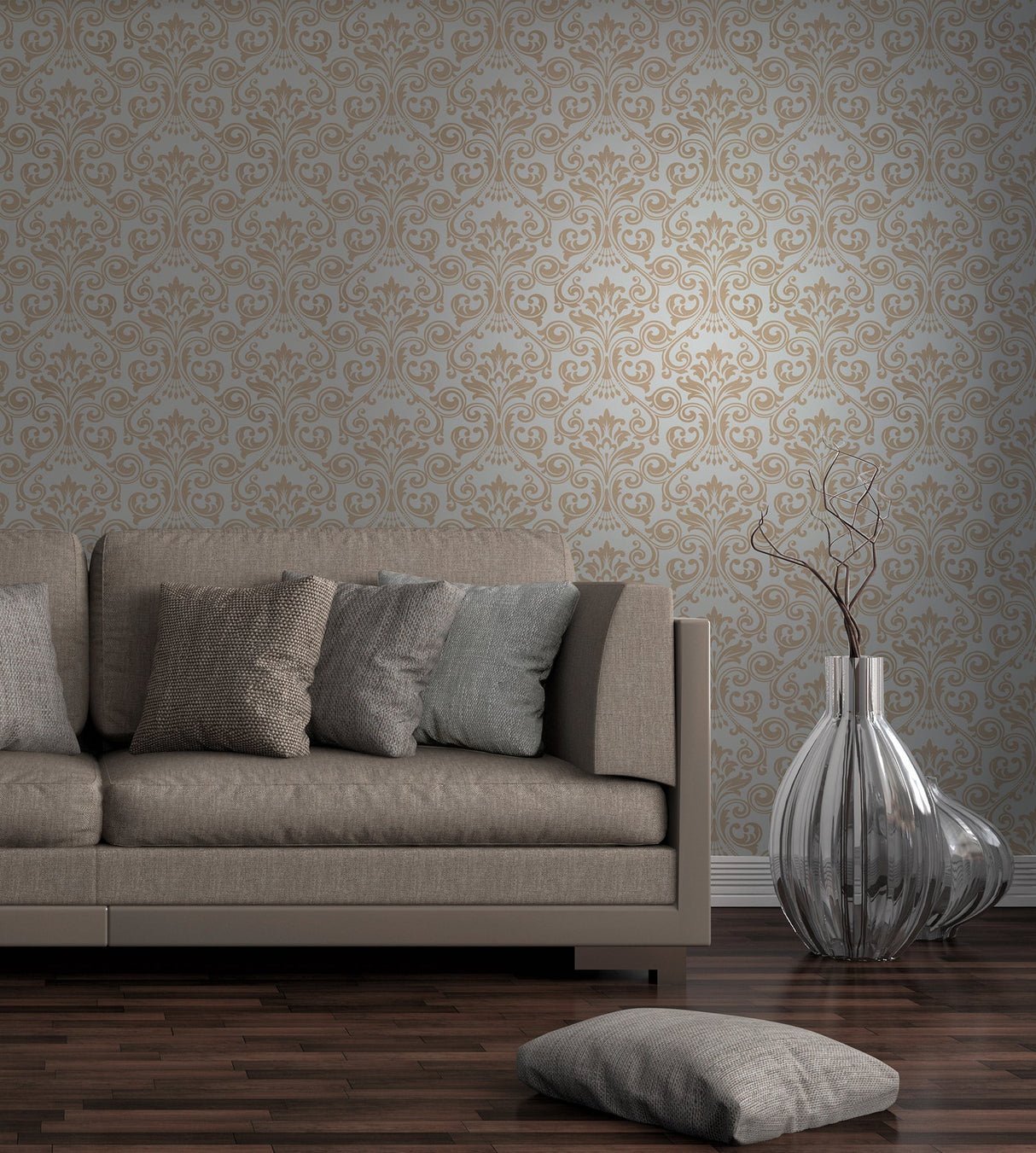 Fine Decor 2900-41709 Wentworth Blue Damask Wallpaper