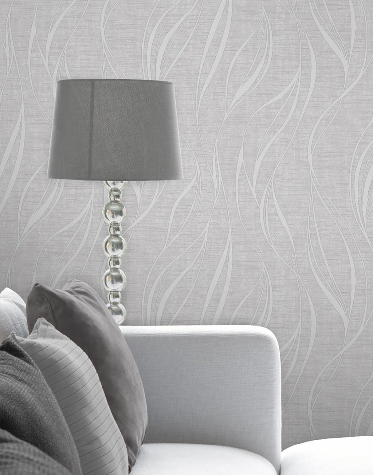 Fine Decor 2900-41740 Orson Silver Wave Wallpaper