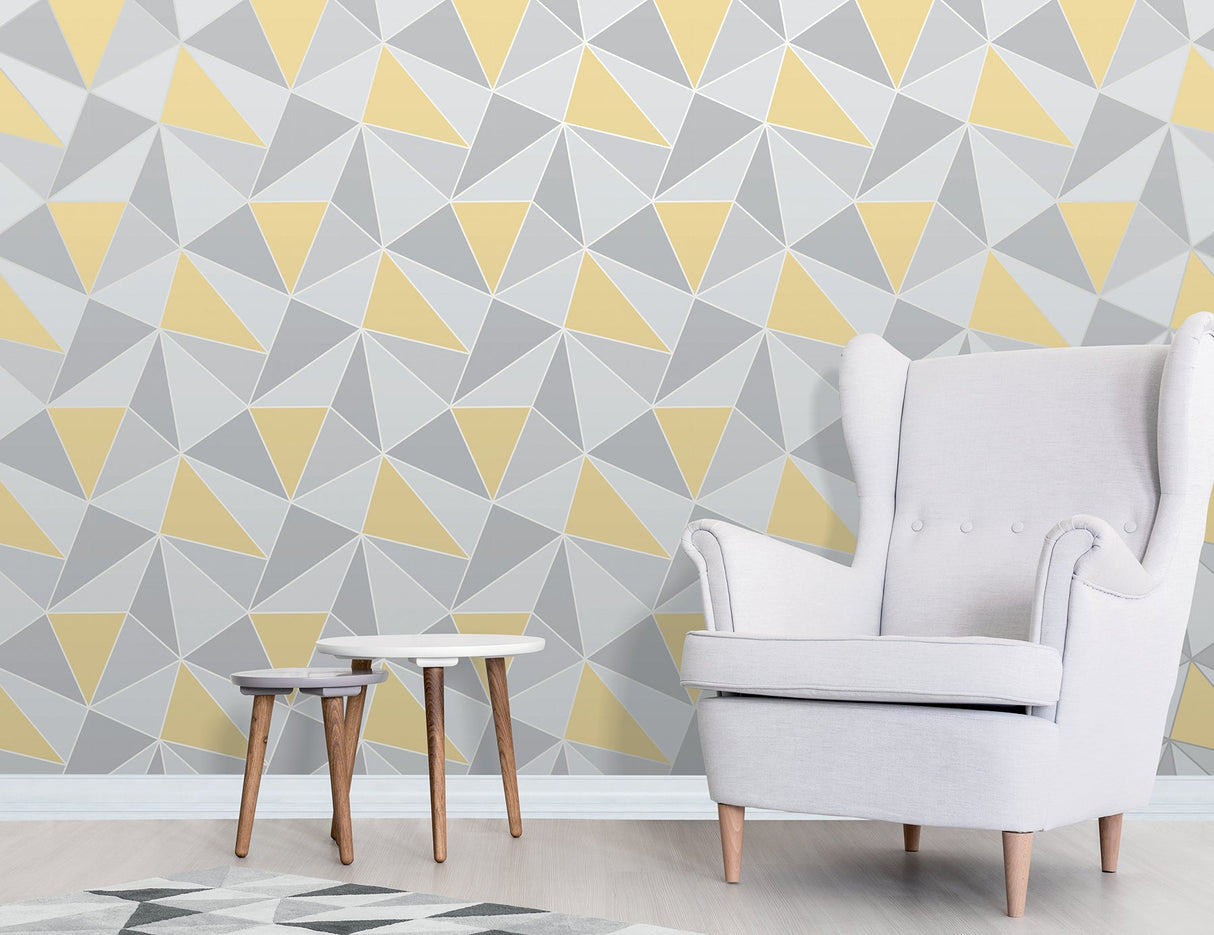 Fine Decor 2900-41985 Arken Yellow Geometric Wallpaper