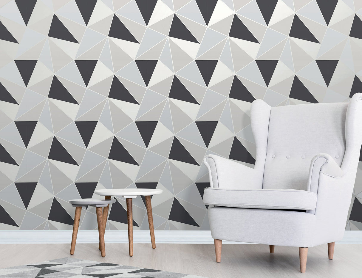 Fine Decor 2900-41986 Arken Black Geometric Wallpaper