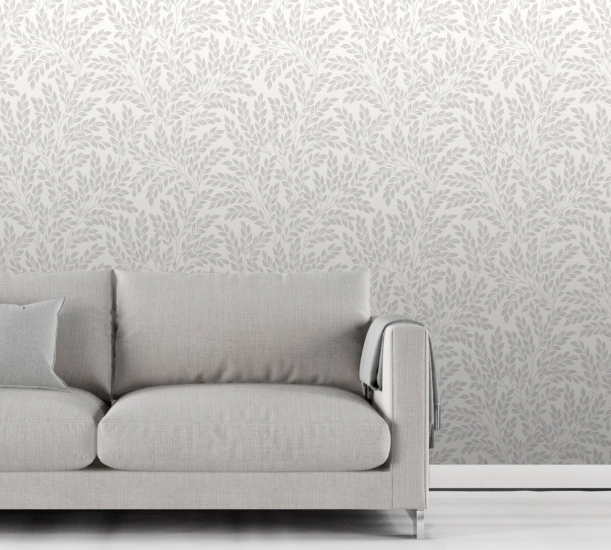Fine Decor 2900-42028 Soft White Jade Leaf Wallpaper