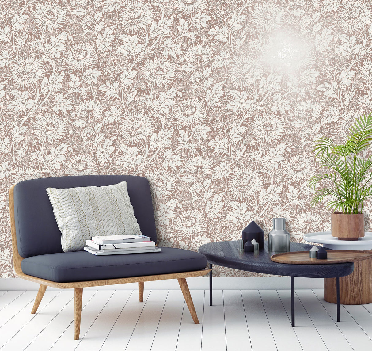 Fine Decor 2900-42534 Zinnia Rose Gold Floral Wallpaper