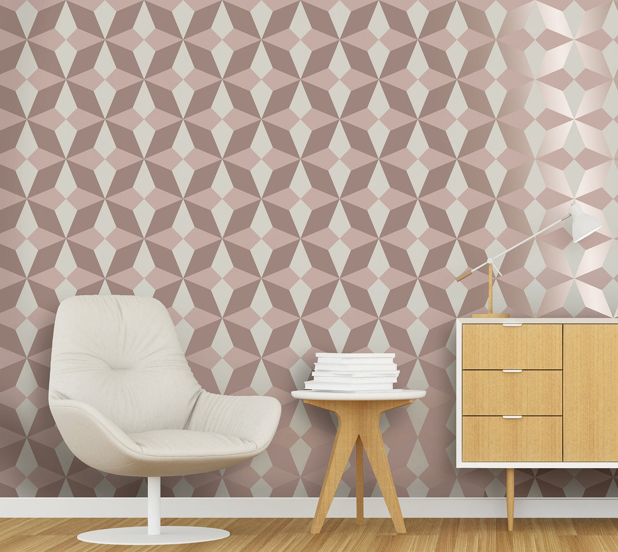 Fine Decor 2900-42547 Newby Rose Gold Geometric Wallpaper