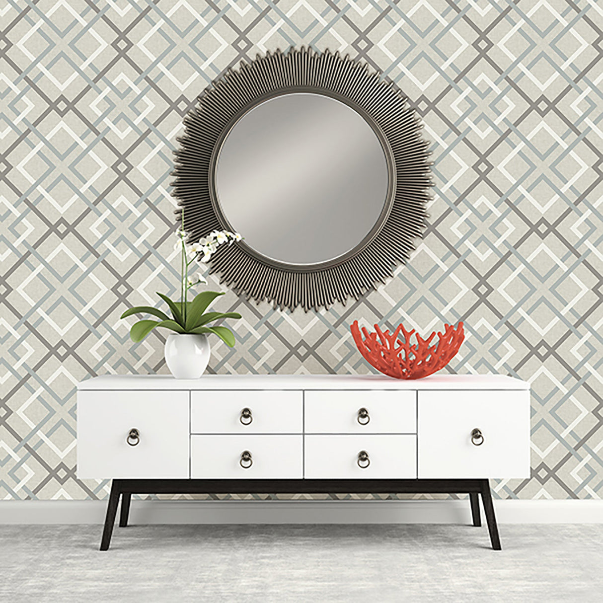 A-Street Prints 2901-22649 Saltire Emile Taupe Lattice Wallpaper
