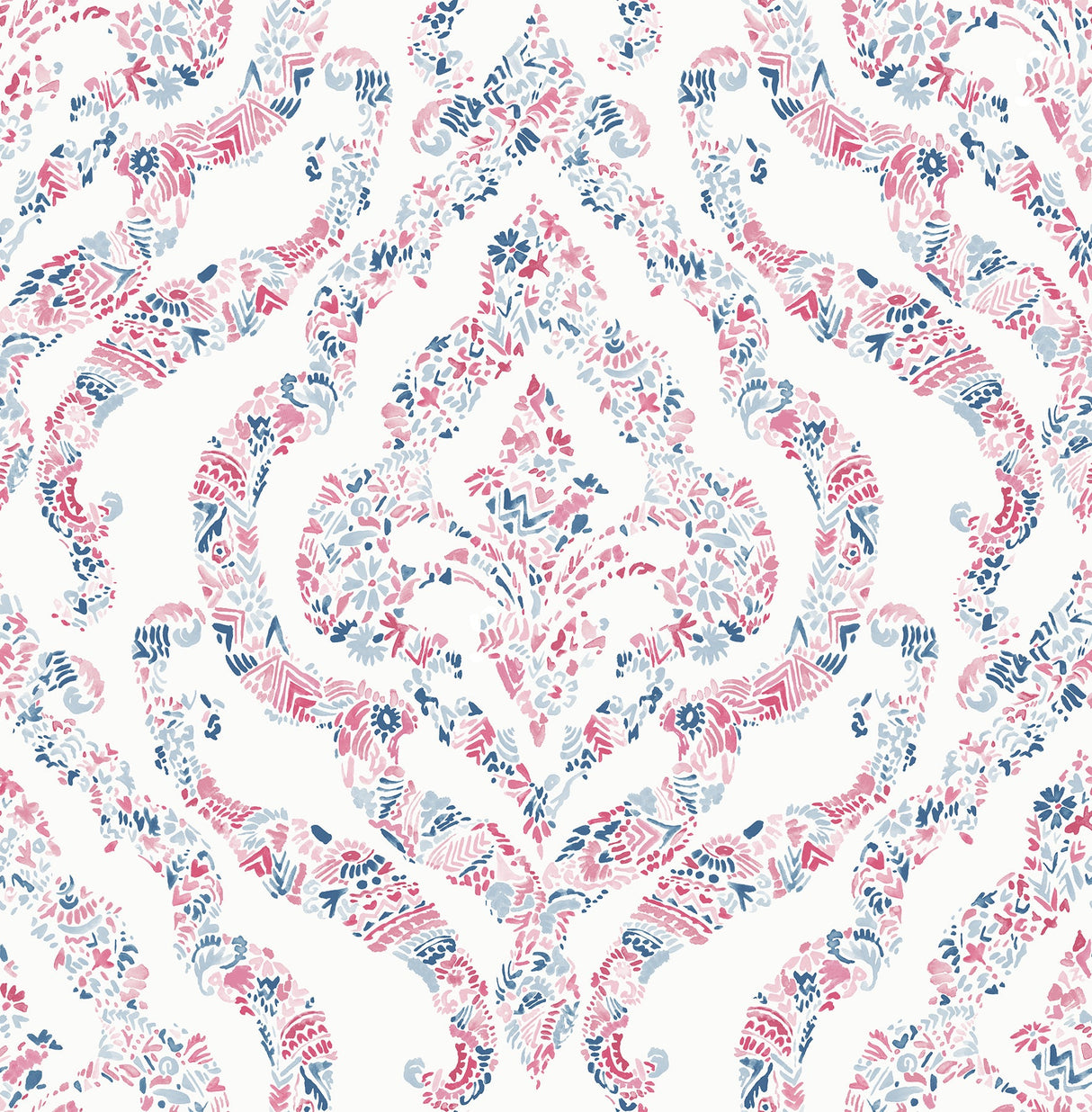 A-Street Prints 2901-25400 Featherton Coral Floral Damask Wallpaper