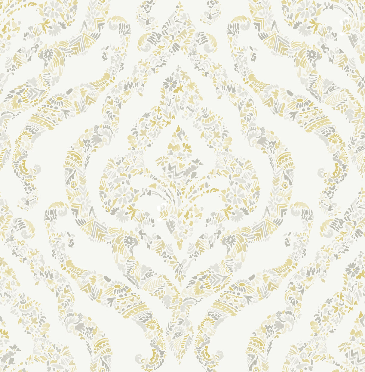 A-Street Prints 2901-25401 Featherton Mustard Floral Damask Wallpaper