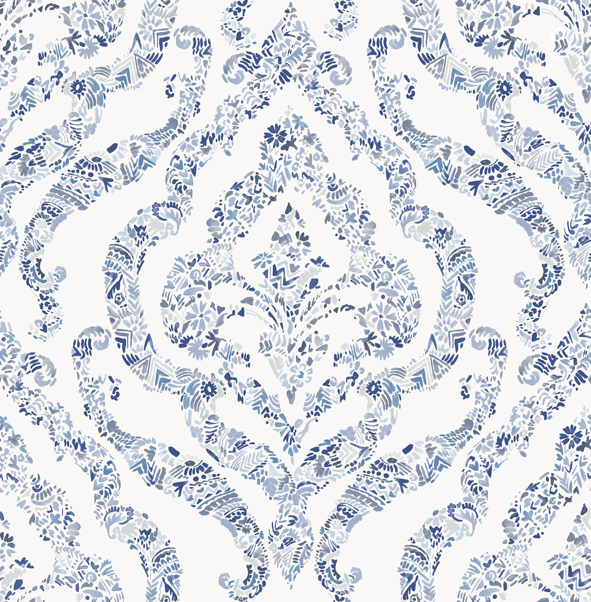 A-Street Prints 2901-25403 Featherton Blue Floral Damask Wallpaper