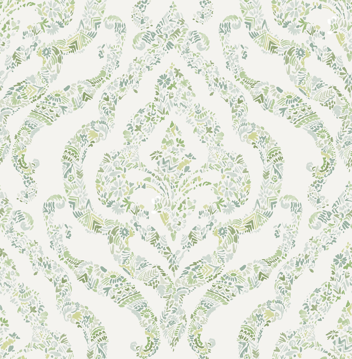 A-Street Prints 2901-25404 Featherton Light Green Floral Damask Wallpaper