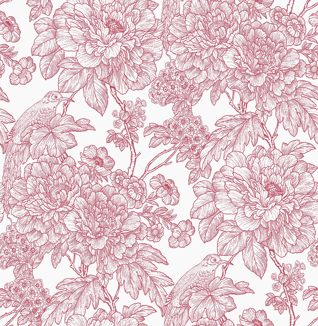 A-Street Prints 2901-25410 Birds of Paraside Breeze Red Floral Wallpaper