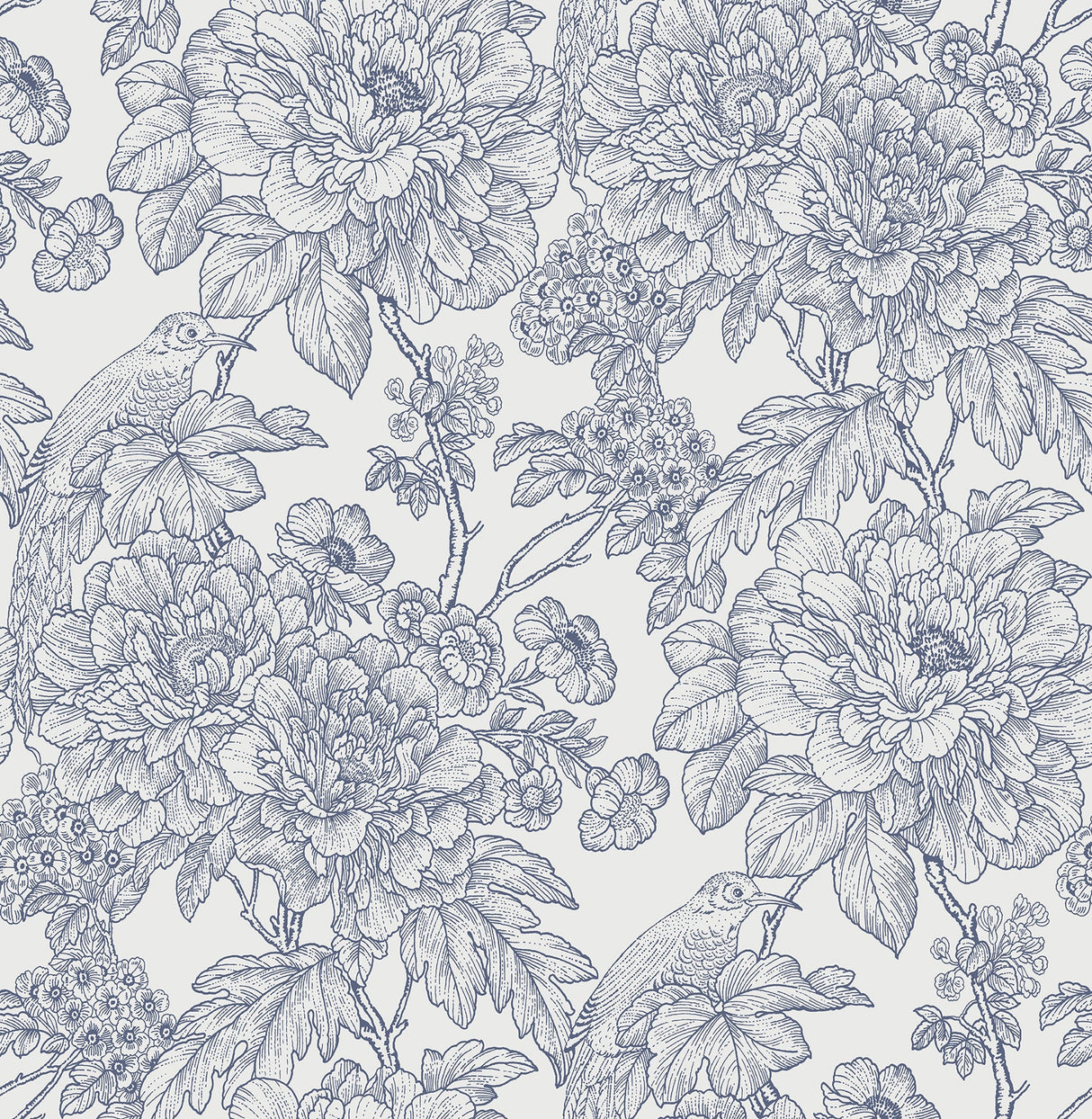 A-Street Prints 2901-25411 Birds of Paraside Breeze Blue Floral Wallpaper
