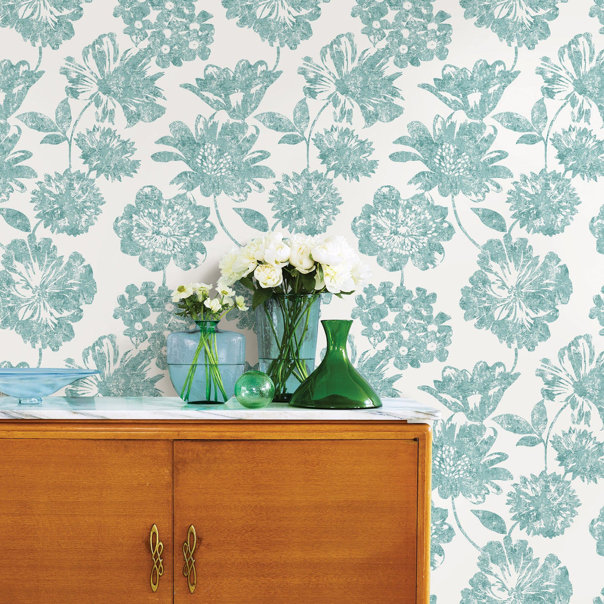 A-Street Prints 2901-25418 Folia Aqua Floral Wallpaper