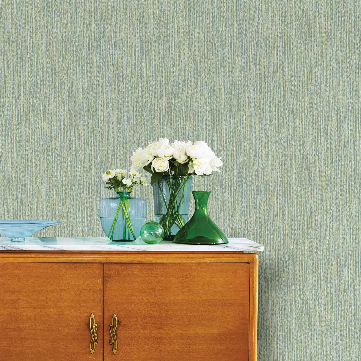 A-Street Prints 2901-25421 Raffia Thames Green Faux Grasscloth Wallpaper