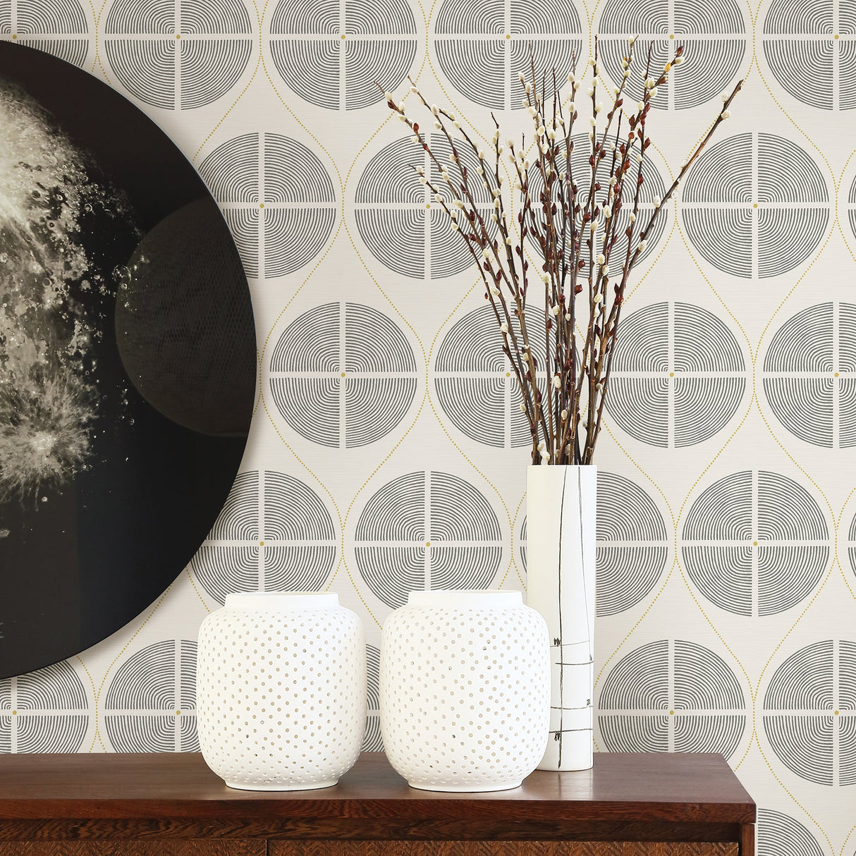 A-Street Prints 2901-25425 Luminary Grey Ogee Wallpaper