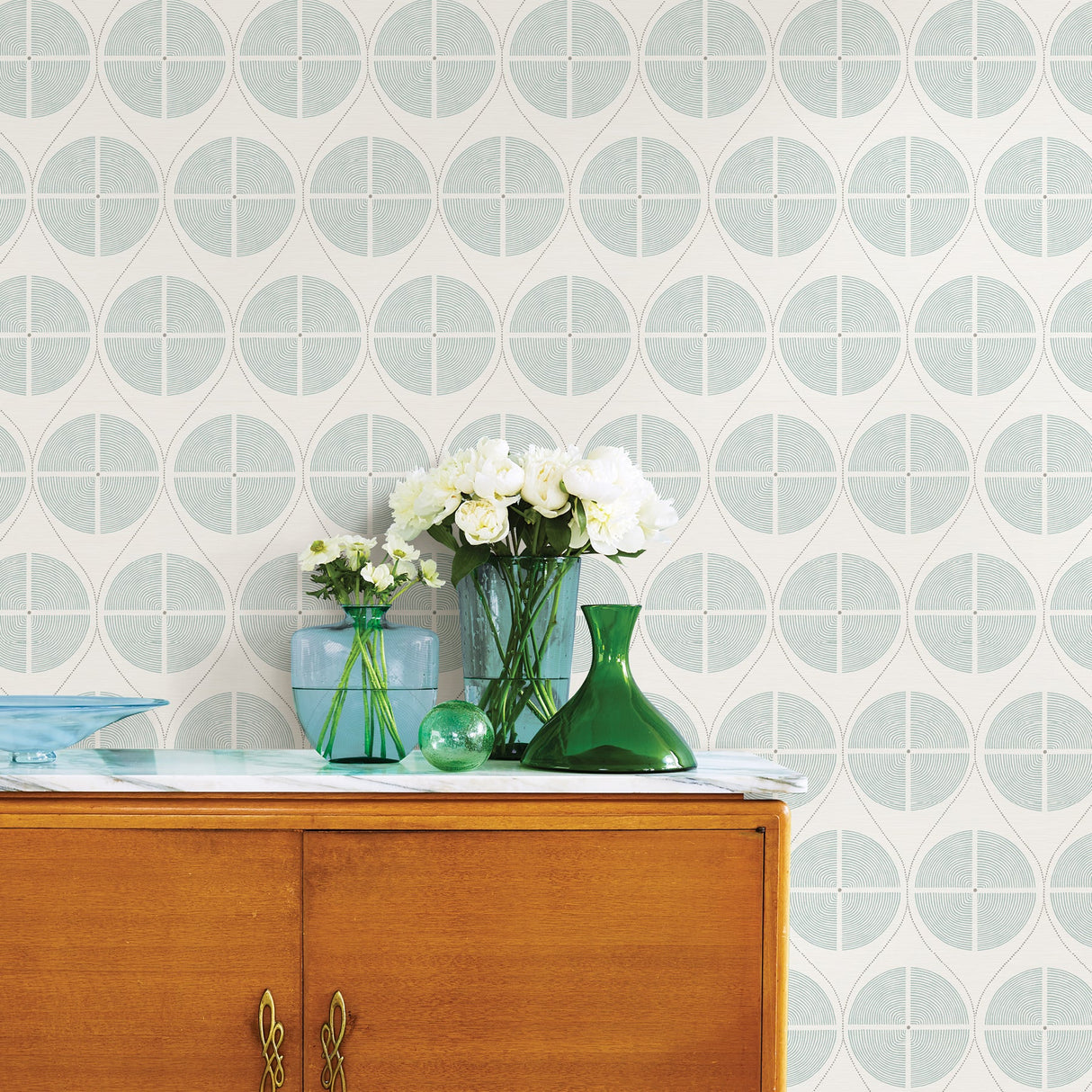 A-Street Prints 2901-25427 Luminary Aqua Ogee Wallpaper