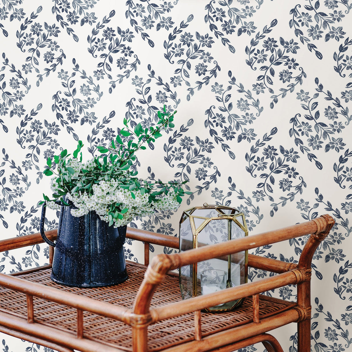 A-Street Prints 2901-25428 Arabesque Blue Floral Trail Wallpaper