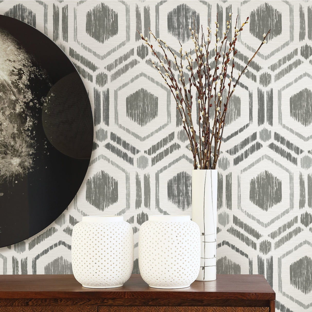 A-Street Prints 2901-25432 Borneo Taupe Geometric Grasscloth Wallpaper